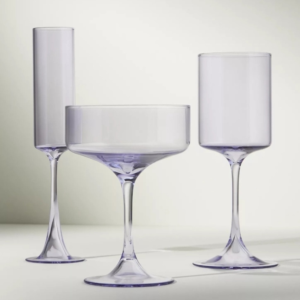 NEW Anthropologie Morgan Wine Glasses (2) Lilac - Picture 2 of 4